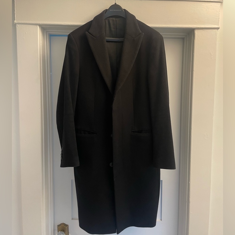 Banana Republic Men's Black Long Trench Coat